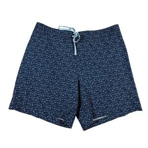 Southern Tide Mens XL Blue Wave Print Swim Trunks Coconut Charcoal Board Shorts